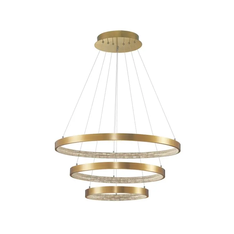 Plaats Bestelling Nova Luce Preston - hanglamp - Ø 80 x 150 cm - 112W dimbare LED incl. - antiek goud messing