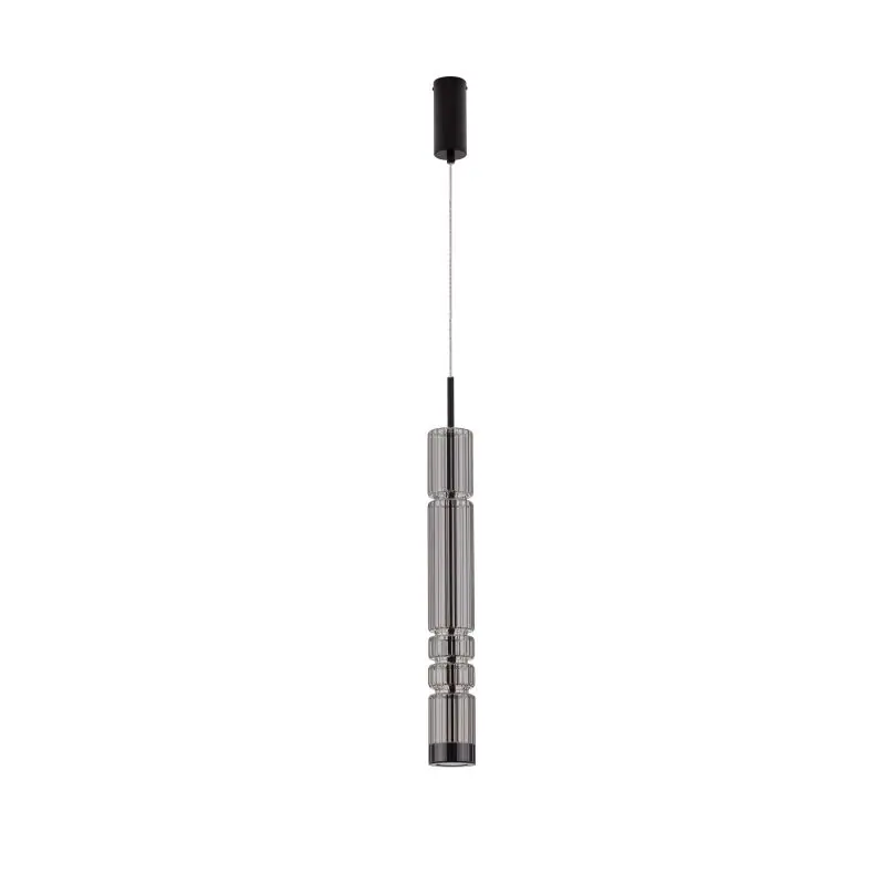 Snelle Levering Nova Luce Bento - hanglamp - Ø 8 x 180 cm - 12W LED incl. - mat zwart en licht rokerig grijs