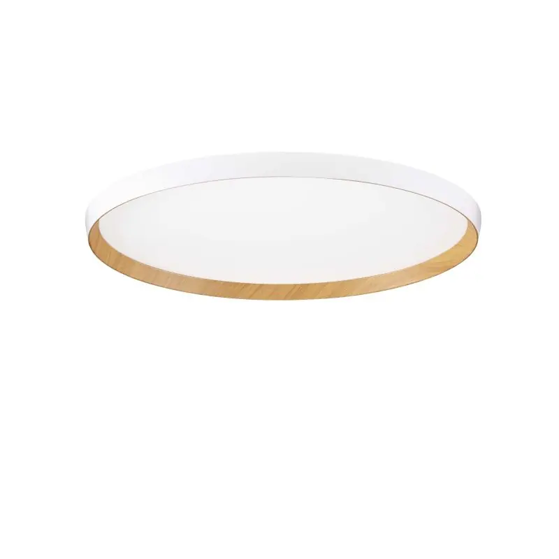 Nova Luce Vomos - plafondlamp - Ø 60 x 7 cm - 55W dimbare LED incl. - zandwit en hout Uitverkoop
