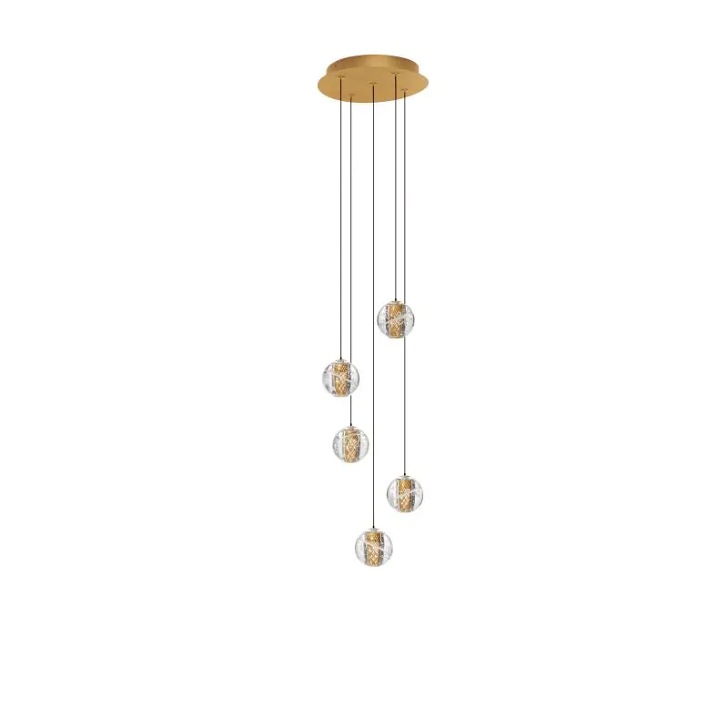 Aanbieding Nova Luce Licio - hanglamp - Ø 31 x 150 cm - 16W dimbare LED incl. - goud