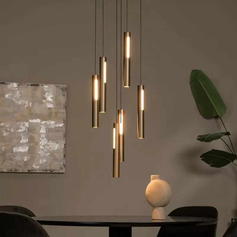 Lucide Griffith - hanglamp - Ø 38 x 236,5 cm - 6 x 7,6W dimbare LED incl. - brons Actieprijs