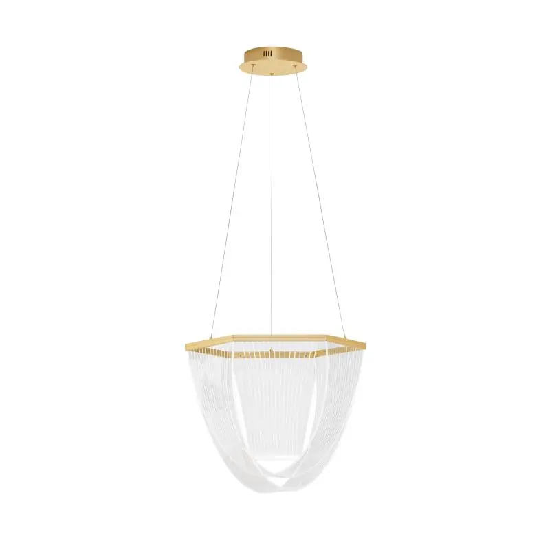 Nova Luce Valentin - hanglamp -  Ø 52 x 120 cm - 35W dimbare LED incl. - messing goud Actieprijs
