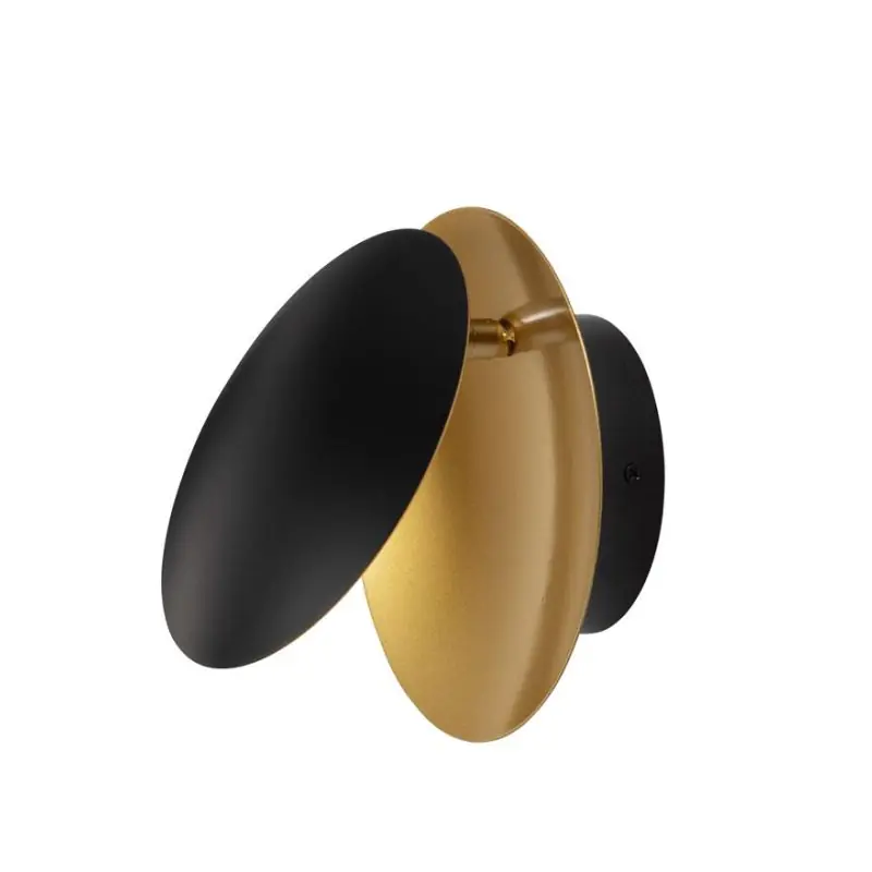 Nova Luce Shell - wandlamp - Ø20 x 11 cm - 7W LED incl. - zwart & goud Modern