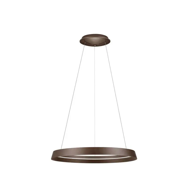 Snelle Levering Nova Luce Ormi - hanglamp - Ø 60 x 150 cm - 52W dimbare LED incl. - geborsteld koffiebruin