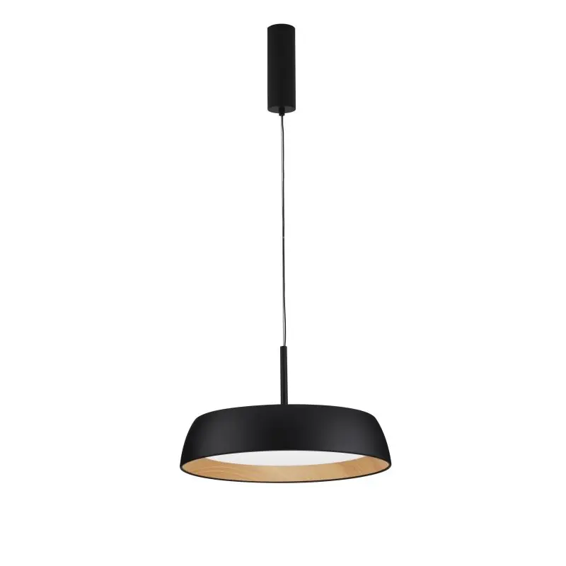 Nova Luce Sigi - hanglamp - Ø 45 x 180 cm - 40W dimbare LED incl. - zandzwart en hout Topkwaliteit