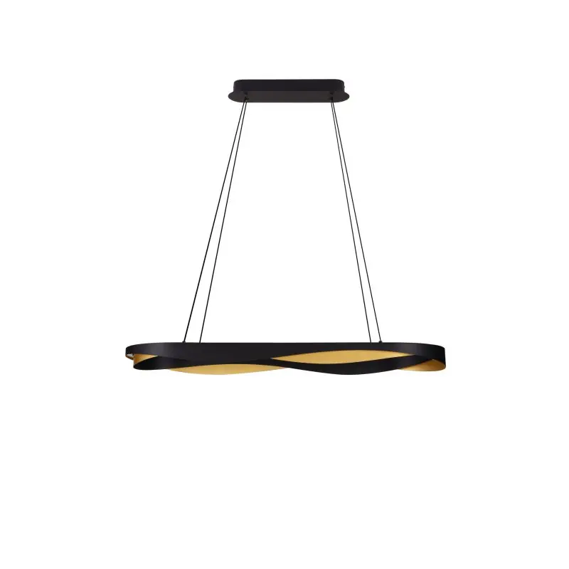 Nova Luce Radon - hanglamp - Ø 100 x 160 cm - 62W dimbare LED incl. - mat zwart en goud Aanbieding