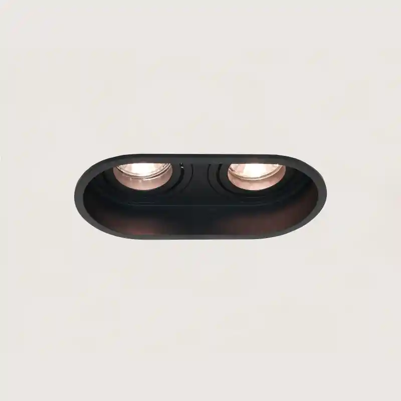 Ambachtelijk Artdelight Rex - inbouwspot - 175 x 92 mm, 2 x Ø 83 x 81 mm inbouwmaat - zwart