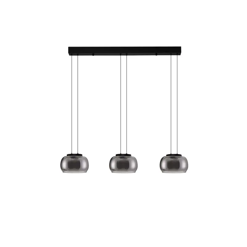 Premium Nova Luce Bios - hanglamp - 82 x 167 x 18 cm - 25W dimbare LED incl. - mat zwart en rokerig grijs