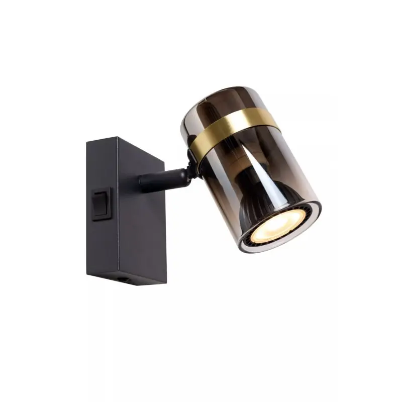 Lucide Upton - wandlamp met schakelaar - 9,6 x 7 x 12,5 cm - gerookt Voordeelprijs
