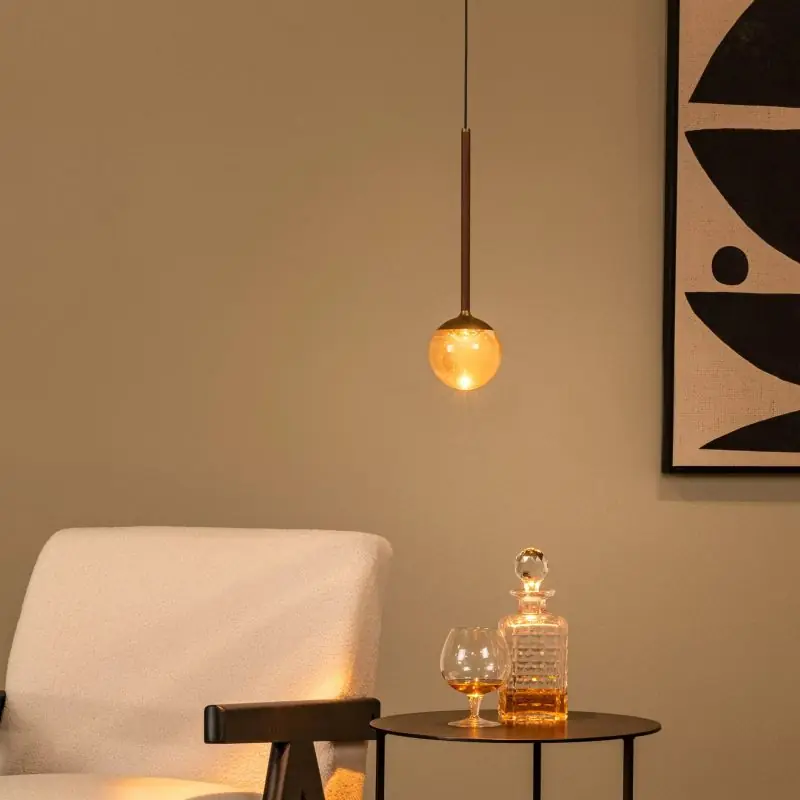 Lucide Calina - hanglamp - Ø 9,9 x 169,7 cm - 7W dimbare LED incl. - instelbare lichtkleur - koffie Gratis Verzending