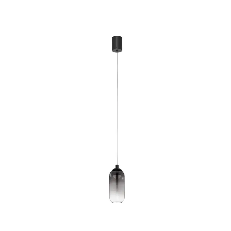 Snelle Levering Nova Luce Kita - hanglamp - Ø 7 x 154 cm - 6W LED incl. - zandzwart en rokerig glas