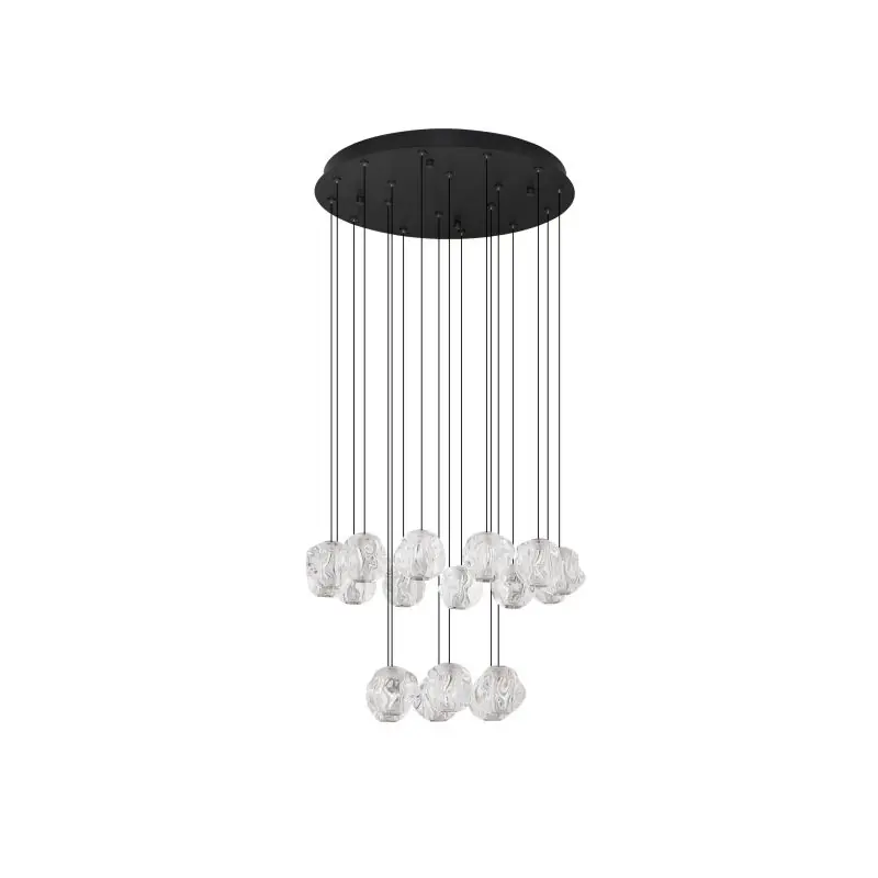 Professioneel Nova Luce Ifos - hanglamp - Ø 60 x 210 cm - 87W dimbare LED incl. - zandzwart en chroomkleurig metaal