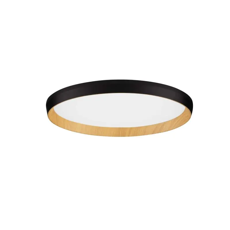 Nova Luce Vomos - plafondlamp - Ø 40 x 7 cm - 36W dimbare LED incl. - zandzwart en hout Speciale Aanbieding