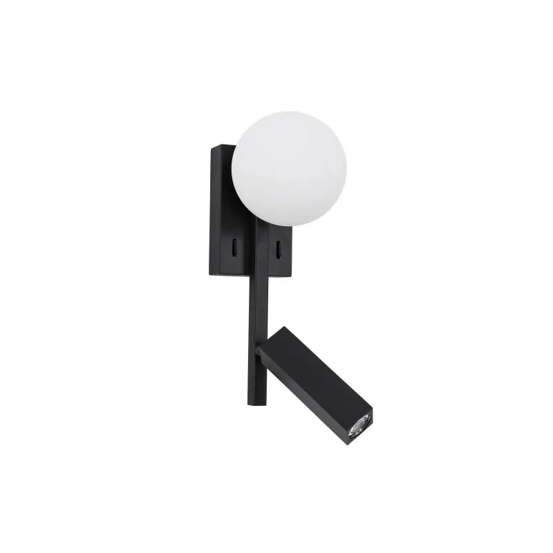 Ambachtelijk Nova Luce Joline - wandverlichting met schakelaar - 14 x 10 x 26 cm - 5W + 3W LED incl. - zand zwart en opaal wit