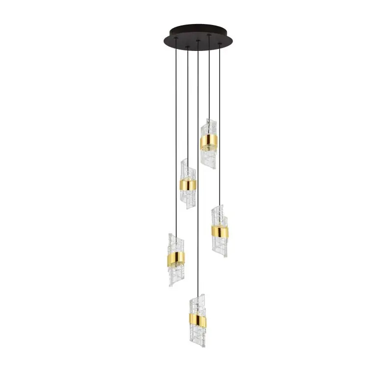 Nova Luce Seneca - hanglamp - Ø 30 x 150 cm - 41W LED incl. - goud en zwart Hoge Kwaliteit