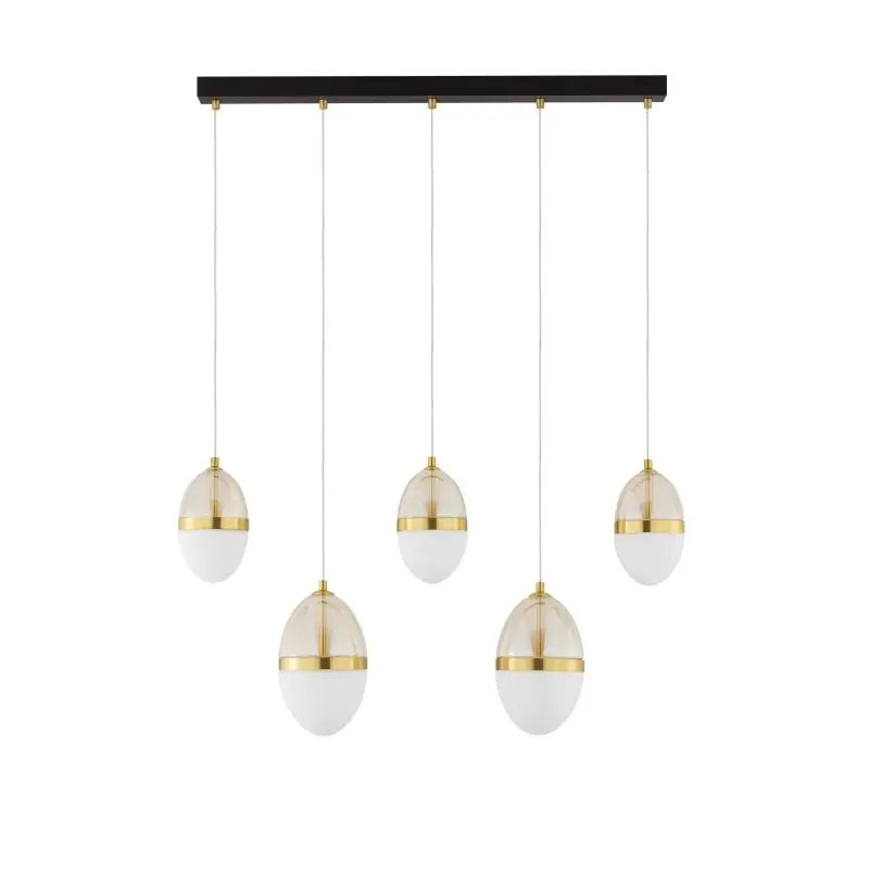 Alleen Vandaag Nova Luce Egna - hanglamp - 86 x 120 x 15 cm - 58W LED incl. - opaal, cognacglas, goud en zwart