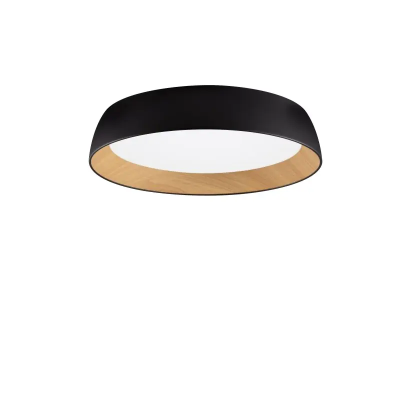 Nova Luce Sigi - plafondlamp - Ø 60 x 12 cm - 50W dimbare LED incl. - zandzwart en hout Topkwaliteit