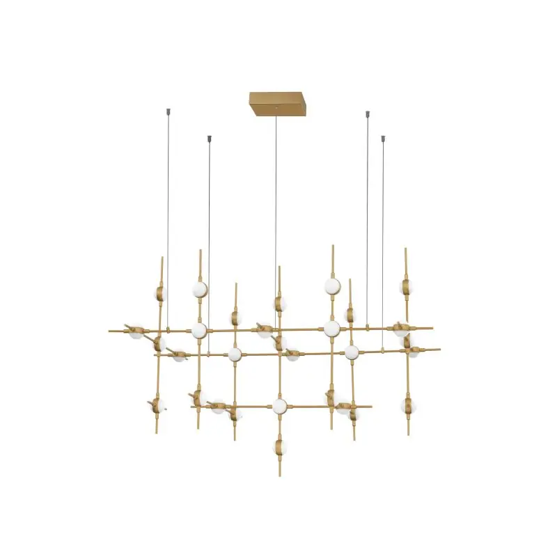 Uitverkoop Nova Luce Atomo - hanglamp met afstandsbediening - 106 x 58,5 x 150 cm - 30 x 2,4W dimbare LED incl. - goud