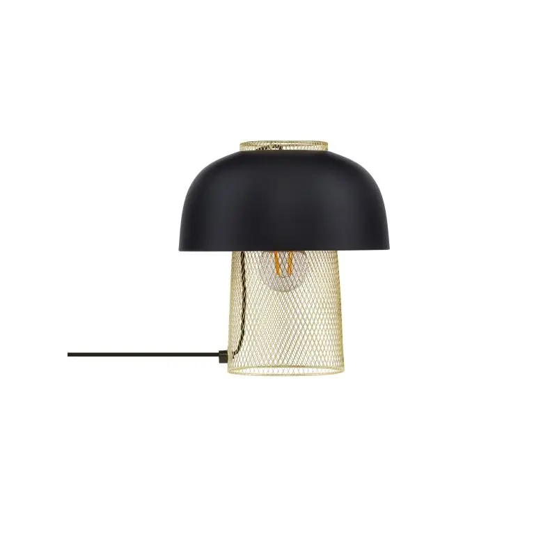 Seizoensaanbieding Nova Luce Sqube - tafellamp - Ø 25 x 28 cm - zandzwart en goud