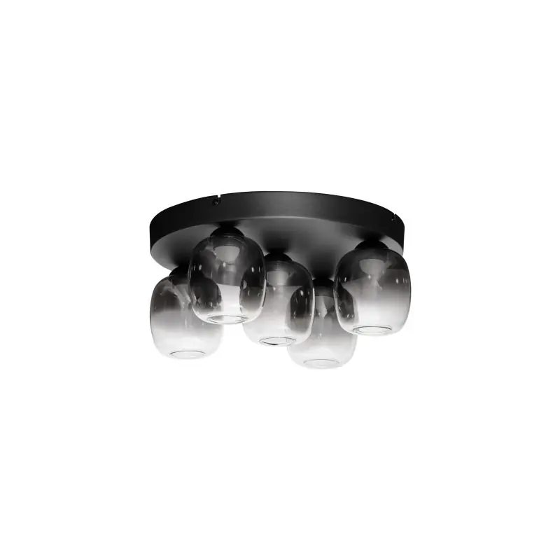 Wereldwijde Verzending Nova Luce Kita - plafondlamp - Ø 45 x 22 cm - 28W dimbare LED incl. - zandzwart en rokerig glas