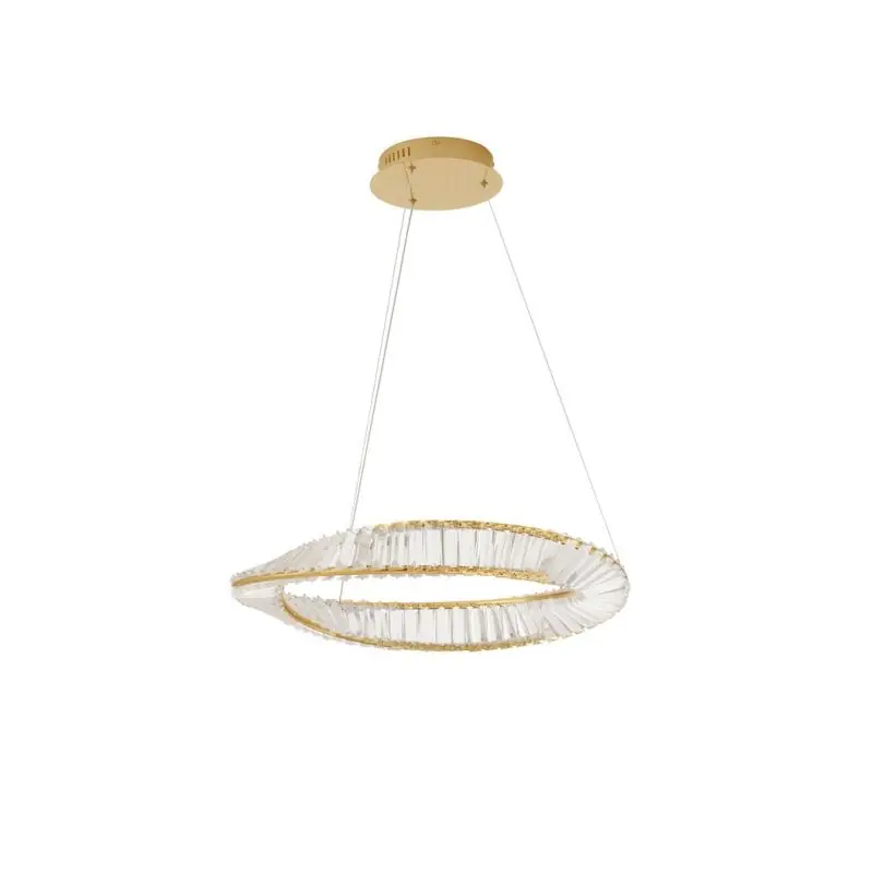 Ambachtelijk Nova Luce Aurelia - hanglamp - Ø 60 x 120 cm - 36W dimbaar LED incl. - goud