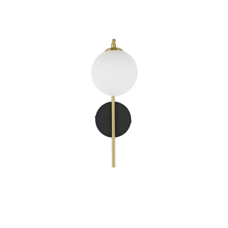 Nova Luce Savoy - wandlamp - Ø 11 x 34 cm - satijn goud, mat zwart en wit opaal Koopje