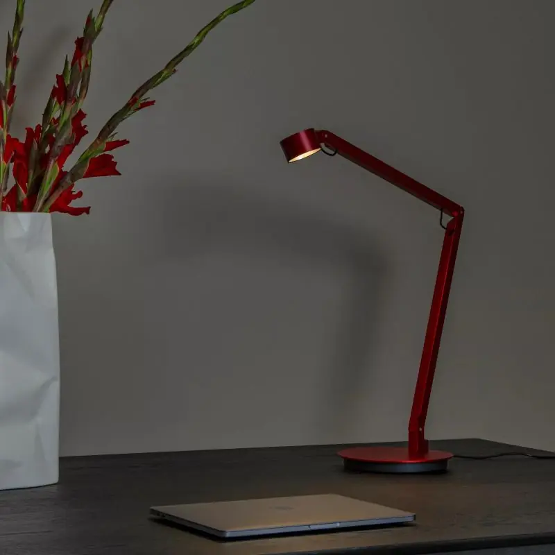 Beste Prijs Lucide Ogden - bureaulamp - 49 x 20 x 90 cm - 7W dimbare LED incl. - rood