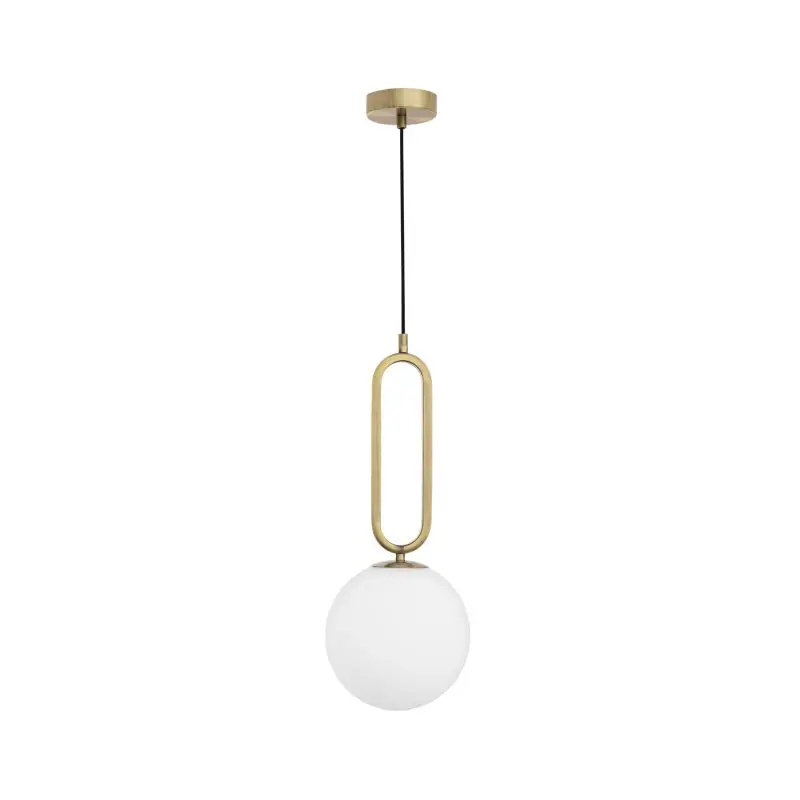 Trendy Nova Luce Grus - hanglamp - Ø 20 x 120 cm - messing en opaal