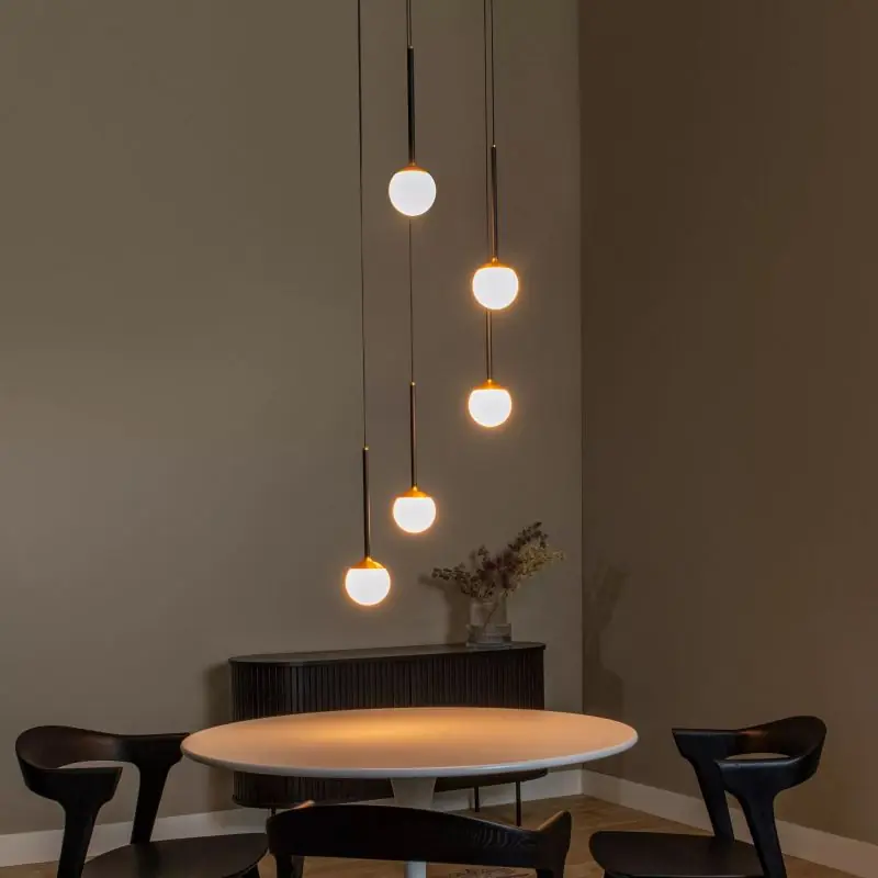 Plaats Bestelling Lucide Calina - hanglamp - Ø 42 x 169,3 cm - 5 x 8,2W dimbare LED incl. - zwart
