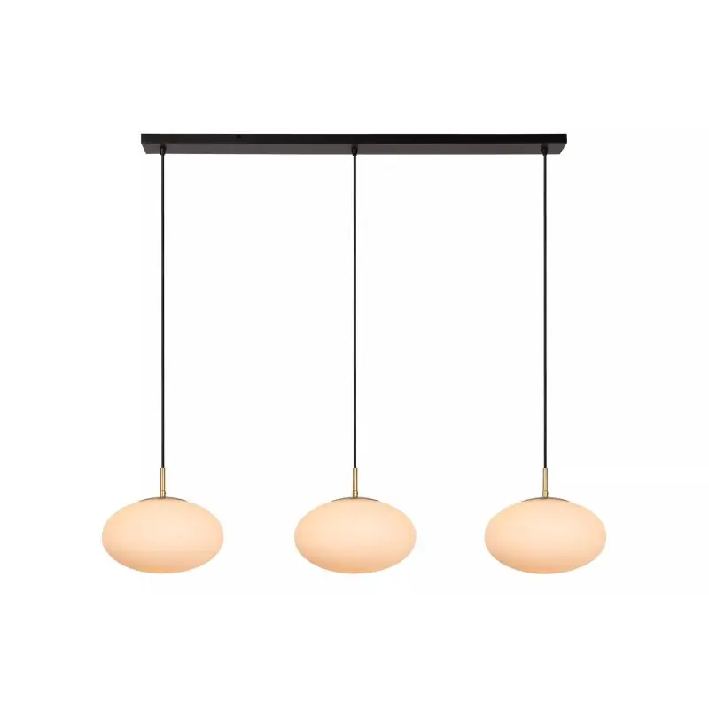 Lucide Elysee - hanglamp - 130 x 30 x 150 cm - zwart, opaal en messing Budget