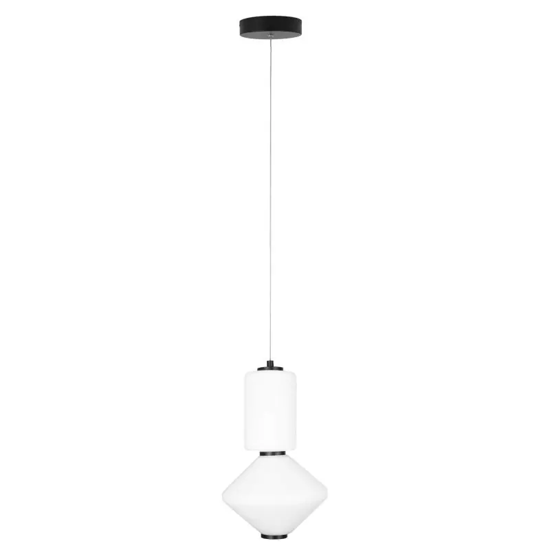 Maxlight Akiko - hanglamp - Ø 20 x 150 cm - 16W LED incl. - zwart en opaal Populair
