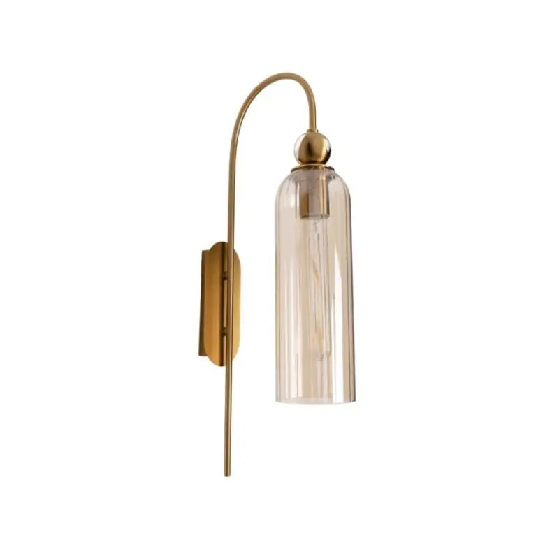 Maxlight Campanila - opbouw wandlamp - 22 x 56 cm - messing en amberkleurig glas Voordeelprijs