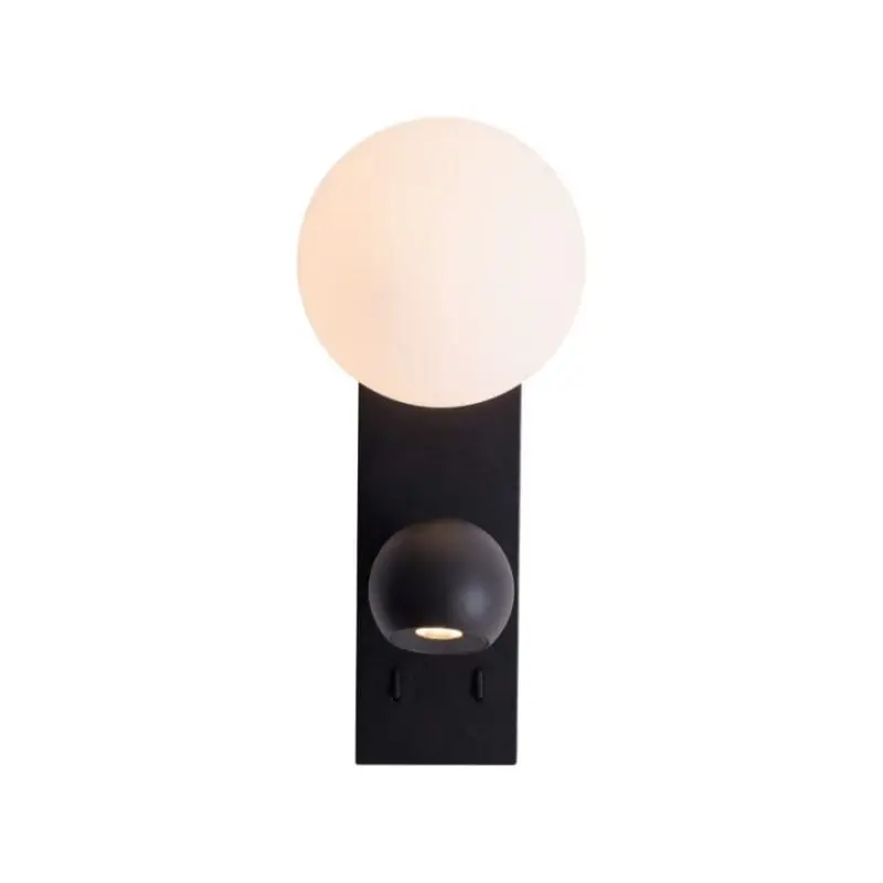 Favoriet Maxlight Atom - opbouw wandlamp met schakelaar - 8 x 28 cm - 5W + 5W LED incl. - zwart en opaal
