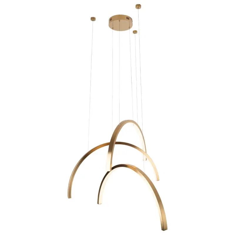 Maxlight Trio Arc - hanglamp - 80 x 180 cm - 3 x 21W LED incl. - geborsteld goud Finale Uitverkoop