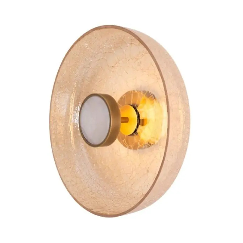 Must-Have Maxlight Signature - opbouw wandlamp - Ø 35 x 12 cm - 9W LED incl. - antiek messing en amberkleurig glas
