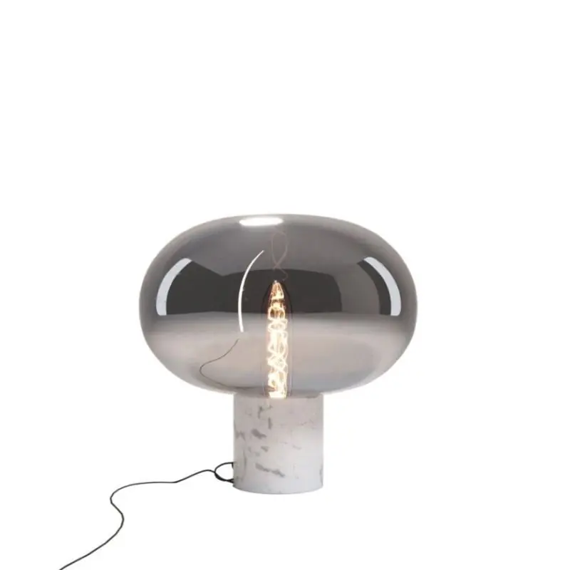 Maxlight Moonstone - tafellamp - Ø 45 x 45 cm - gerookt glas en wit Hoge Kwaliteit