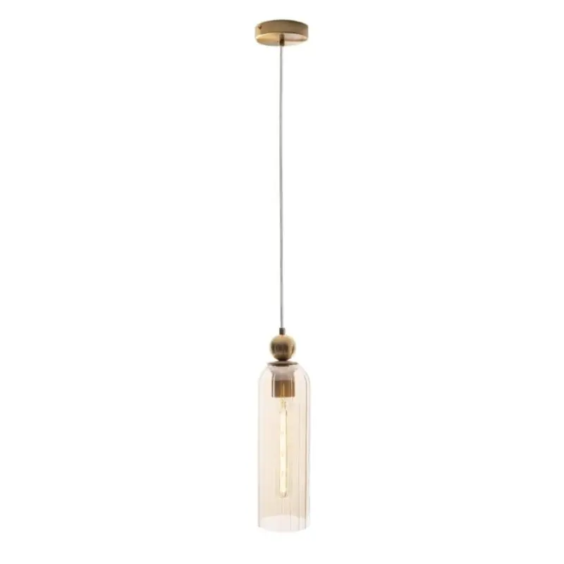 Maxlight Campanila - hanglamp - Ø 11 x 158 cm - messing en amber Exclusieve Aanbieding