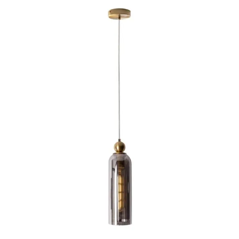 Limited Edition Maxlight Campanila - hanglamp - Ø 11 x 158 cm - messing en gerookt glas