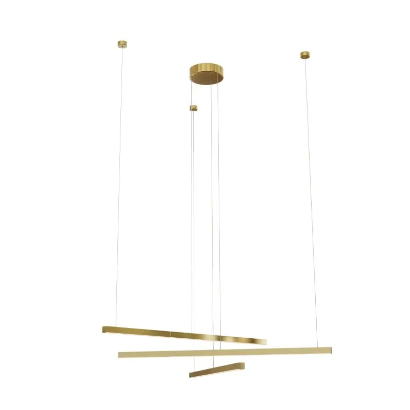 Garantie Inbegrepen Maxlight Trio - hanglamp - 100 x 3,6 x 150 cm - 3 x 12W dimbare LED incl. - geborsteld goud