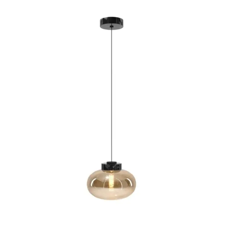 Direct Verzonden Maxlight Moonstone - hanglamp - Ø 45 x 150 cm - amber glas en zwart