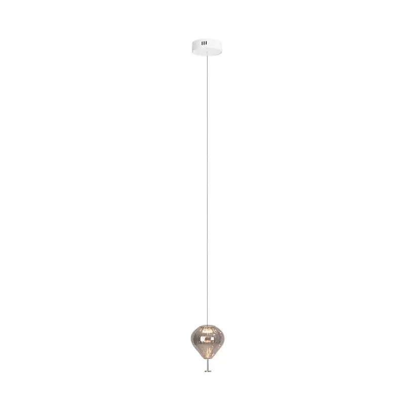 Finale Uitverkoop Maxlight Palloncini - hanglamp - Ø 12 x 180 cm - 2 x 3W LED incl. - wit, chroom en gerookt glas