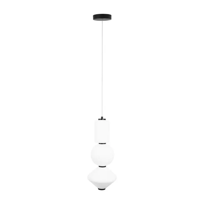 Plaats Bestelling Maxlight Akiko - hanglamp - Ø 20 x 180 cm - 23W LED incl. - zwart en opaal
