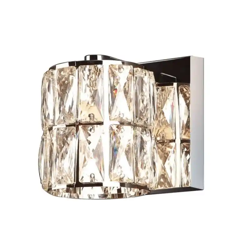 Maxlight Diamante - wandverlichting - 12 x 13 x 13,5 cm - chroom Handgemaakt