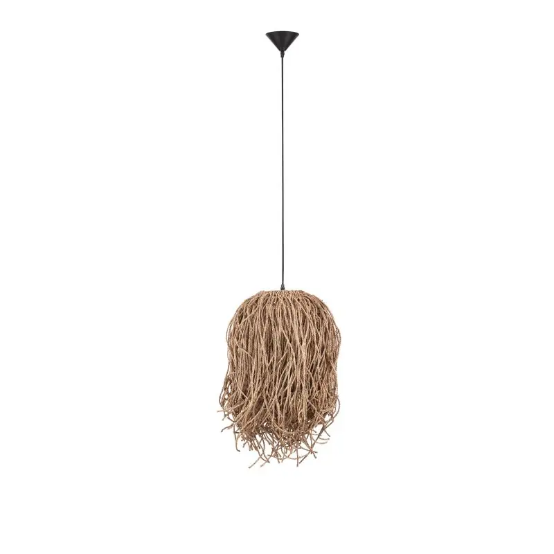 Seizoensaanbieding Nova Luce Hay - hanglamp - Ø 32 x 200 cm - natuurlijk zeegras en zwart