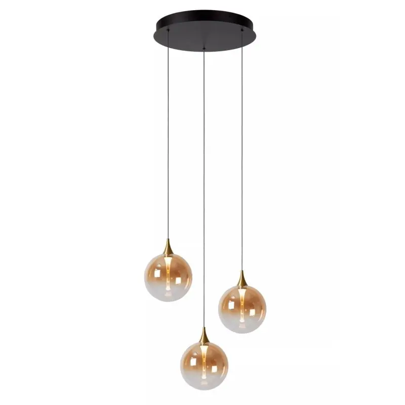 Lucide Gisela - hanglamp - Ø 36 x 150 cm - 3 x 3,6W dimbare LED incl. - amber Koop Vandaag