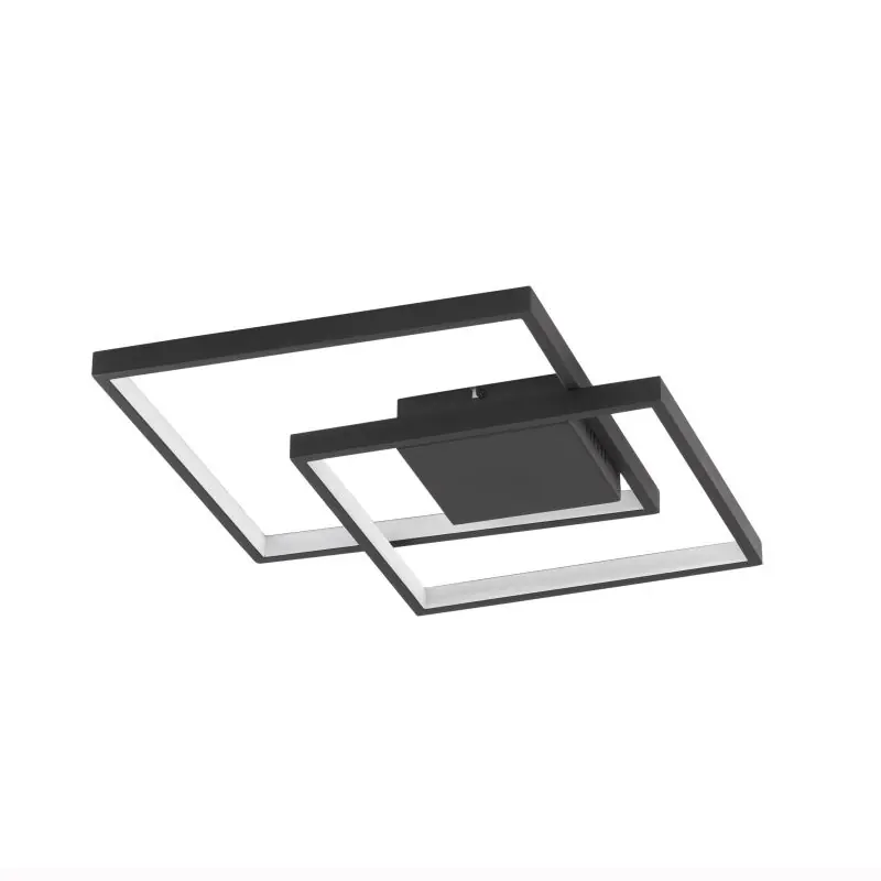 Nova Luce Porto - plafondverlichting - 42,5 x 42,5 x 6 cm - 30W dimbare LED incl. - zand zwart Topkwaliteit