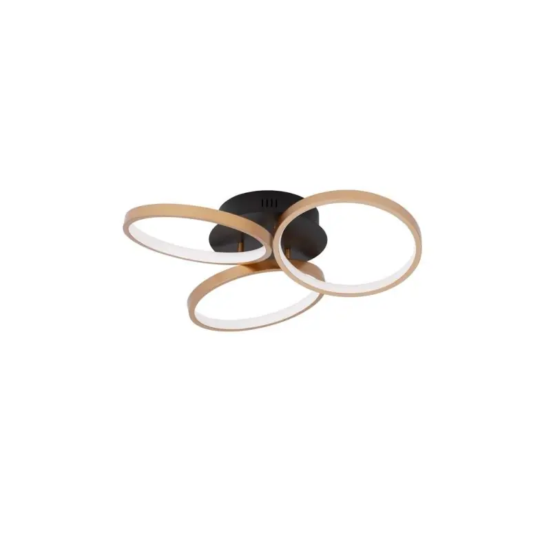 Trendy Nova Luce Elize - plafondlamp - Ø 55 x 12 cm - 28W dimbaar LED incl. - zwart en goud