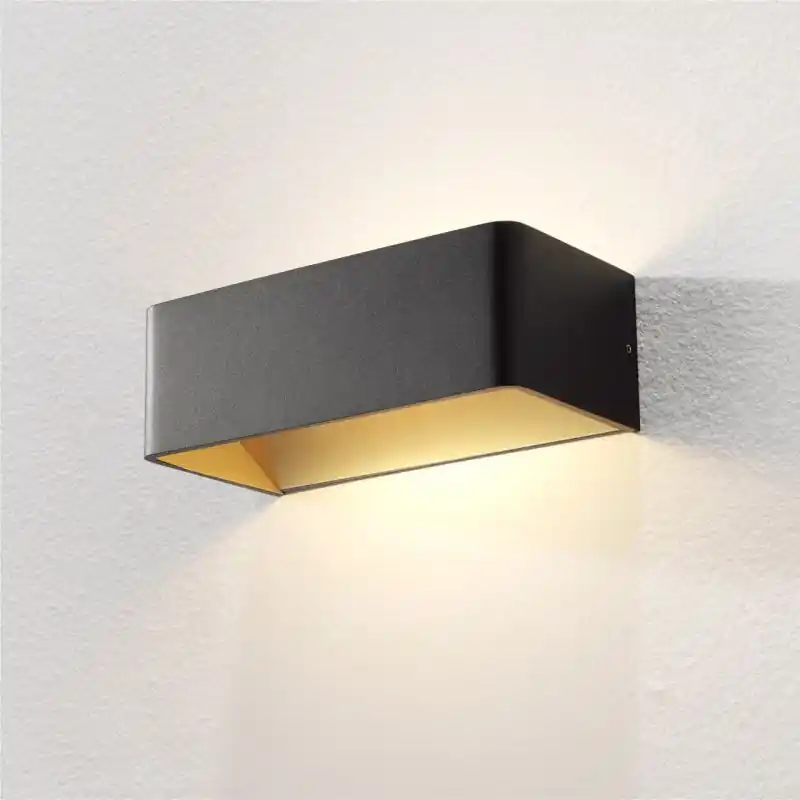Artdelight Mainz - wandverlichting - 20 x 10 x 7 cm - 2 x 3W dimbare LED incl. - zwart en mat goud Betrouwbaar