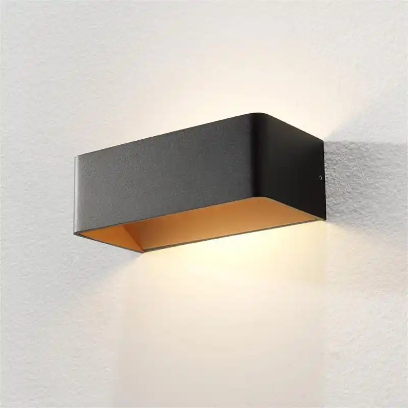 Direct Verzonden Artdelight Mainz - wandverlichting - 20 x 10 x 7 cm - 2 x 3W dimbare LED incl. - zwart en goud
