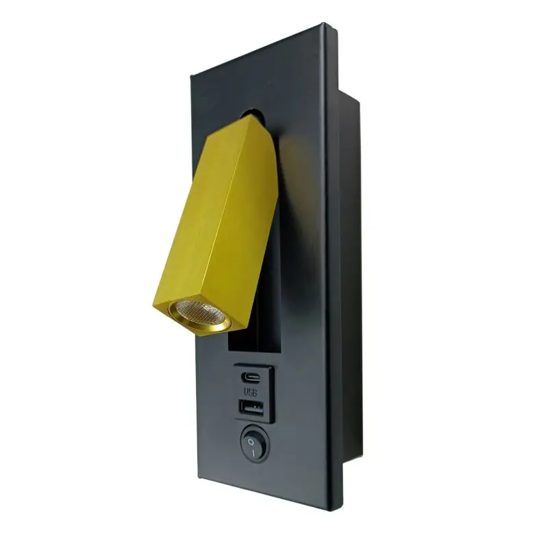 Nieuwe Collectie Artdelight Adam - wandlamp met USB-poort - 19,2 x 7,2 x 7 cm - 3W - zwart/goud